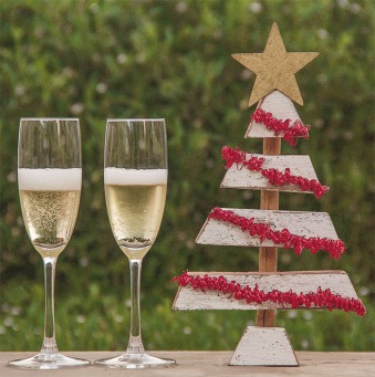 Fair Trade Photo Greeting Card Champagne, Christmas, Colour image, Horizontal, Peru, South America, Star, Tree