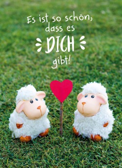 Fair Trade Photo Greeting Card Animals, Colour image, Grass, Green, Heart, Love, Marriage, Peru, Red, Sheep, South America, Valentines day, Vertical, Wedding