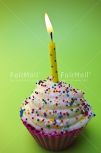 Fair Trade Photo Birthday, Cake, Candle, Colour image, Congratulations, Flame, Green, Indoor, Invitation, Party, Peru, South America, Studio, Tabletop, Vertical, Yellow