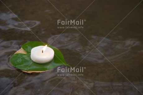 Fair Trade Photo Candle, Colour image, Condolence-Sympathy, Flame, Horizontal, Leaf, Peru, South America, Thinking of you, Water