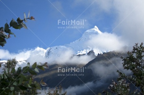 Fair Trade Photo Clouds, Colour image, Day, Horizontal, Mountain, Multi-coloured, Nature, Outdoor, Peru, Scenic, Snow, South America, Travel, Tree