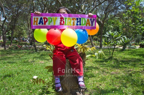 Fair Trade Photo Balloon, Birthday, Closeup, Day, Grass, Horizontal, Letter, One girl, Outdoor, People, Peru, South America