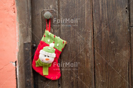 Fair Trade Photo Christmas, Colour image, Horizontal, Peru, Snowman, Sock, South America, Tree