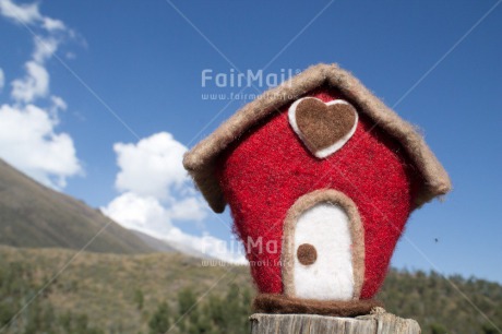 Fair Trade Photo Colour image, Heart, Horizontal, House, Love, New home, Peru, Red, Sky, South America, Summer