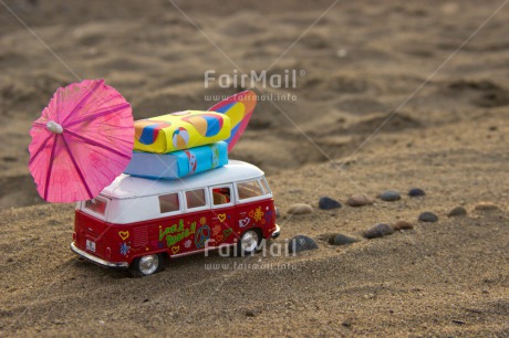 Fair Trade Photo Beach, Bus, Colour image, Good trip, Holiday, Horizontal, Relax, Surfboard, Transport, Travel, Umbrella
