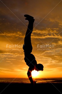 Fair Trade Photo Activity, Beach, Colour image, Colourful, Doing yoga, Emotions, Evening, Happiness, Light, One man, One person, Outdoor, People, Peru, Relax, Relaxing, Shooting style, Silhouette, Sky, South America, Strength, Success, Sun, Sunset, Vertical, Yoga