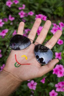 Fair Trade Photo Colour image, Emotions, Funny, Glasses, Hand, Happiness, Peru, Smile, South America, Vertical