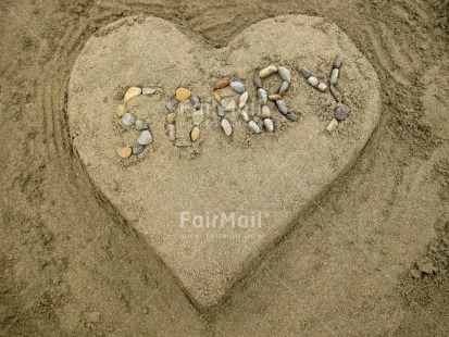 Fair Trade Photo Beach, Colour image, Day, Heart, Horizontal, Letter, Love, Outdoor, Peru, Sand, Sorry, South America, Stone
