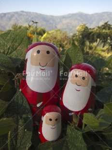 Fair Trade Photo Christmas, Colour image, Day, Green, Mountain, Outdoor, Peru, Red, Santaclaus, South America, Vertical