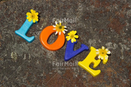 Fair Trade Photo Closeup, Colour image, Colourful, Flower, Horizontal, Letter, Love, Peru, South America, Stone