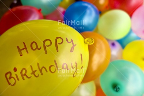 Fair Trade Photo Balloon, Birthday, Colour image, Day, Fullframe, Horizontal, Invitation, Letter, Multi-coloured, Outdoor, Party, Peru, South America, Tabletop, Yellow
