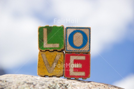 Fair Trade Photo Blue, Clouds, Colour image, Colourful, Day, Horizontal, Letters, Love, Marriage, Multi-coloured, Outdoor, Peru, Sky, South America, Text, Valentines day, Wedding, Wood