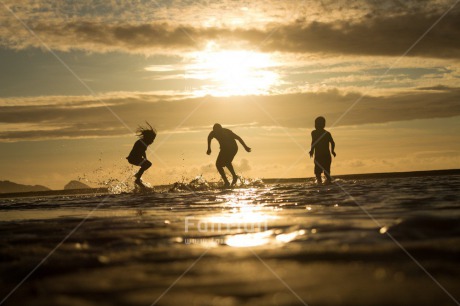 Fair Trade Photo Activity, Colour image, Emotions, Friendship, Group of children, Happiness, Horizontal, People, Peru, Playing, Shooting style, Silhouette, South America, Sunset, Together, Water