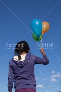Fair Trade Photo Balloon, Colour image, Emotions, Happiness, One girl, People, Peru, South America, Summer, Vertical