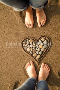 Fair Trade Photo Beach, Colour image, Foot, Friendship, Heart, Love, Peru, South America, Stone, Together, Valentines day, Vertical