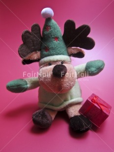 Fair Trade Photo Christmas, Colour image, Gift, Peru, Red, Reindeer, South America, Studio, Vertical