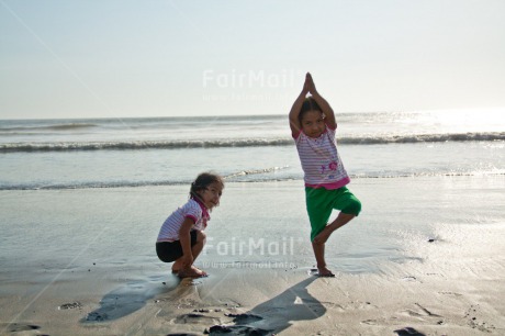 Fair Trade Photo Balance, Beach, Colour image, Cooperation, Friendship, Horizontal, Outdoor, People, Peru, Sister, South America, Together, Two girls, Wellness, Yoga