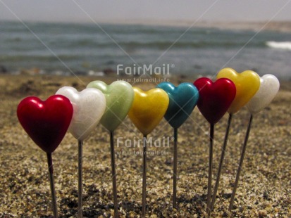 Fair Trade Photo Beach, Colour image, Day, Heart, Horizontal, Love, Outdoor, Peru, Red, Sand, Sea, Seasons, South America, Summer, Valentines day, Water