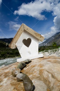 Fair Trade Photo Birdhouse, Clouds, Heart, House, Love, New home, Peru, Rural, Sky, South America, Stone, Vertical
