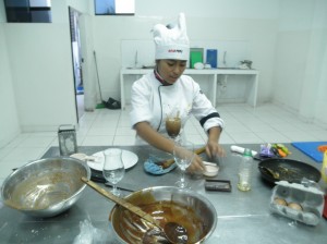 Patricia at her school to become chef