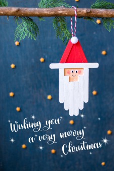 Fair Trade Photo Greeting Card Blue, Christmas, Christmas decoration, Colour, Colour image, Object, People, Place, Red, Santaclaus, South America, Star, Vertical