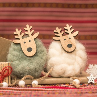 Fair Trade Photo Greeting Card Christmas, Peru, Peruvian fabric, Peruvian textile, Present, Reindeer