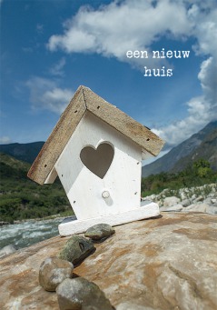 Fair Trade Photo Greeting Card Birdhouse, Clouds, Heart, House, Love, New home, Peru, Rural, Sky, South America, Stone, Vertical