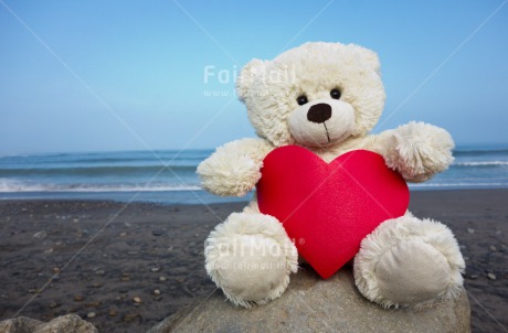 Fair Trade Photo Beach, Colour image, Heart, Horizontal, Love, Peru, Red, Sorry, South America, Summer, Teddybear, Valentines day