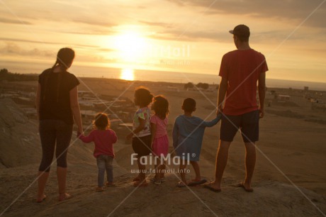 Fair Trade Photo Child, Colour image, Group of People, Horizontal, People, Peru, Sea, South America, Sunset
