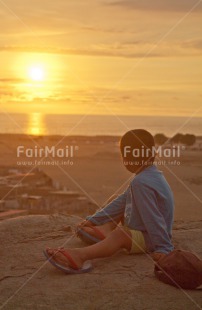 Fair Trade Photo Colour image, One boy, People, Peru, Shooting style, Silhouette, South America, Sunset, Vertical