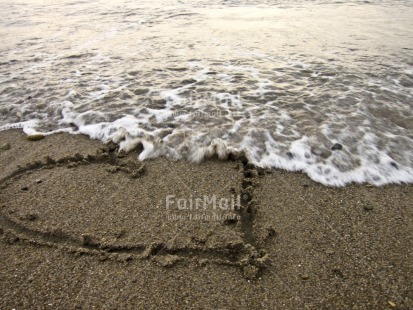 Fair Trade Photo Beach, Colour image, Condolence-Sympathy, Day, Heart, Horizontal, Love, Outdoor, Peru, Sand, Sea, South America, Valentines day