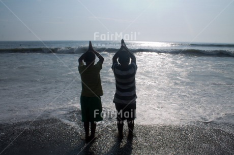 Fair Trade Photo Activity, Beach, Colour image, Day, Horizontal, Outdoor, People, Peru, Sand, South America, Two boys, Water, Yoga