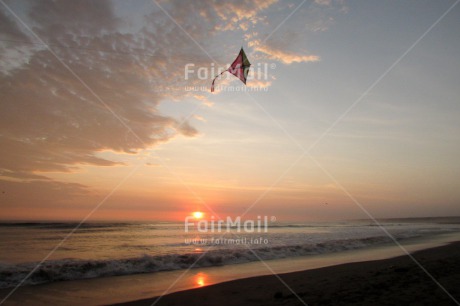 Fair Trade Photo Clouds, Colour image, Freedom, Kite, Peru, Sea, Sky, South America, Summer, Water