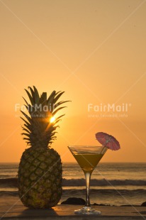 Fair Trade Photo Beach, Cocktail, Colour image, Food and alimentation, Fruits, Holiday, Invitation, Party, Peru, Pineapple, South America, Summer, Sunset, Travel, Vertical