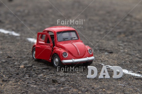 Fair Trade Photo Car, Colour image, Father, Fathers day, Horizontal, Letters, Outdoor, Peru, Red, Road, South America, Street, Text, Transport, Travel