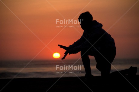 Fair Trade Photo Ball, Boy, Colour image, Horizontal, Outdoor, People, Peru, Shooting style, Silhouette, South America, Sunset