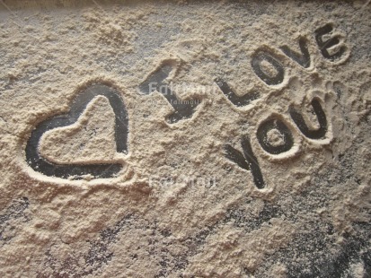 Fair Trade Photo Colour image, Heart, Horizontal, Letter, Love, Peru, Sand, South America, Tabletop, Valentines day