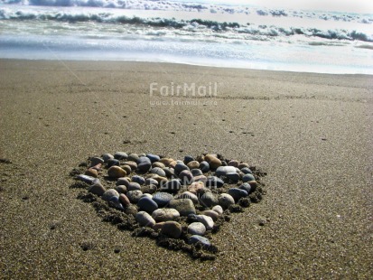 Fair Trade Photo Beach, Colour image, Heart, Horizontal, Love, Outdoor, Peru, Sand, South America, Tabletop, Valentines day, Wellness
