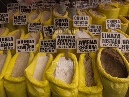 Fair Trade Photo Closeup, Colour image, Food and alimentation, Fullframe, Horizontal, Latin, Market, Peru, South America, Yellow