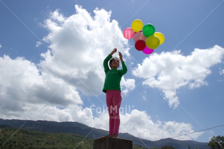 Fair Trade Photo Balloon, Birthday, Clouds, Colour image, Emotions, Exams, Good luck, Happiness, Horizontal, Invitation, One girl, Party, People, Peru, Sky, South America, Summer, Well done