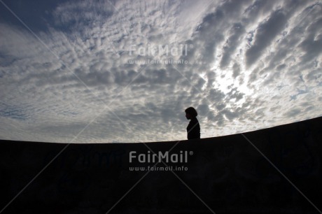 Fair Trade Photo Artistique, Clouds, Colour image, Emotions, Evening, Horizontal, Loneliness, One person, Outdoor, Peru, Shooting style, Silhouette, South America