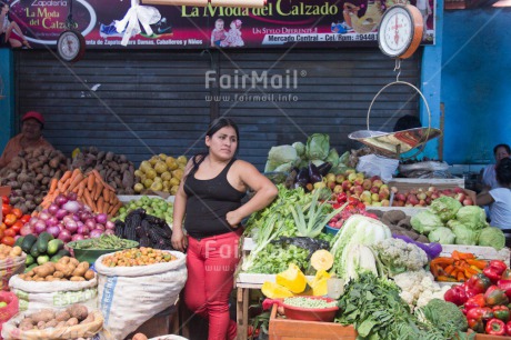 Fair Trade Photo Colour image, Entrepreneurship, Ethnic-folklore, Food and alimentation, Fruits, Horizontal, Market, One woman, People, Peru, South America, Vegetables