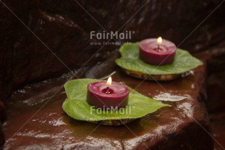 Fair Trade Photo Candle, Colour image, Condolence-Sympathy, Flame, Green, Horizontal, Leaf, Peru, Red, South America, Water