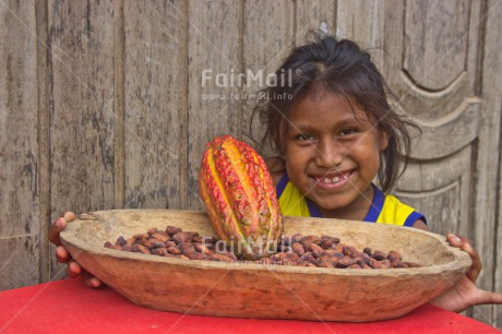 Fair Trade Photo Activity, Agriculture, Cacao, Chocolate, Colour image, Fair trade, Food and alimentation, Horizontal, Looking at camera, One girl, People, Peru, Portrait headshot, Smiling, South America