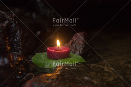 Fair Trade Photo Candle, Colour image, Condolence-Sympathy, Horizontal, Leaf, Peru, South America, Water