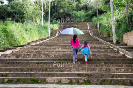 Fair Trade Photo Activity, Colour image, Friendship, Horizontal, Peru, Rural, Scenic, South America, Together, Umbrella, Walking