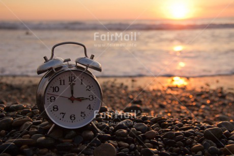 Fair Trade Photo Beach, Clock, Colour image, Emotions, Happiness, Horizontal, Peru, Sea, South America, Summer, Sunset, Time