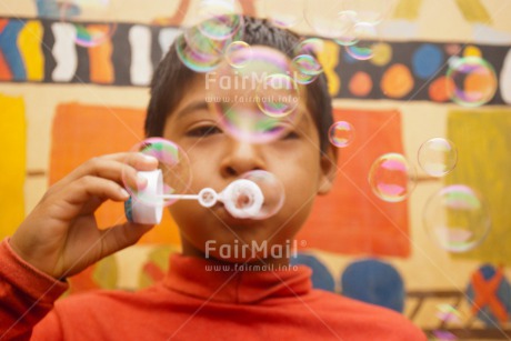 Fair Trade Photo Activity, Colour image, Horizontal, One boy, People, Peru, Playing, Soapbubble, South America