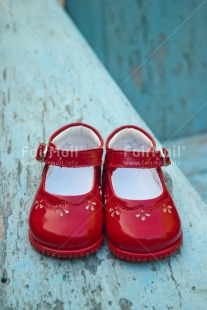 Fair Trade Photo Birth, Colour image, New baby, Peru, Red, Shoe, South America, Vertical
