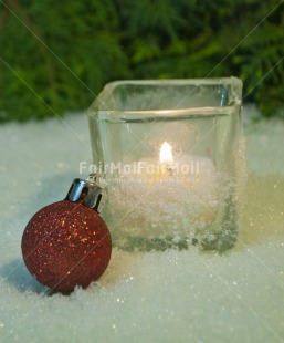 Fair Trade Photo Candle, Christmas, Colour image, Flame, Peru, Snow, South America, Vertical
